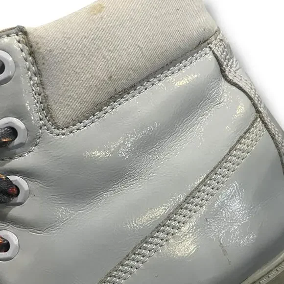 Timberland Junior Girls Sz 7 6” Premium WP Baby Blue Shine 1991A Leather Floral - Picture 14 of 15